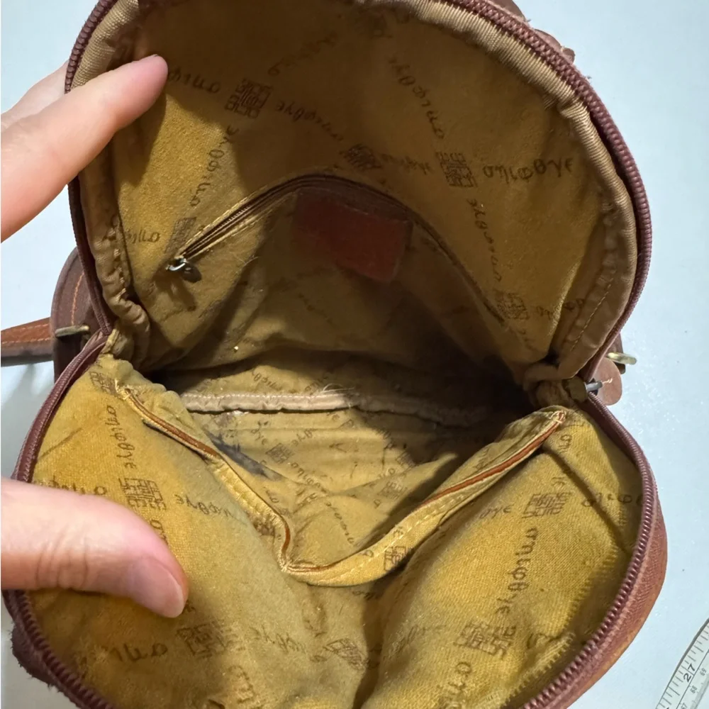 Vintage Greek Brown Leather Backpack Bag‎ Outdoor Hiking Neutral Camping